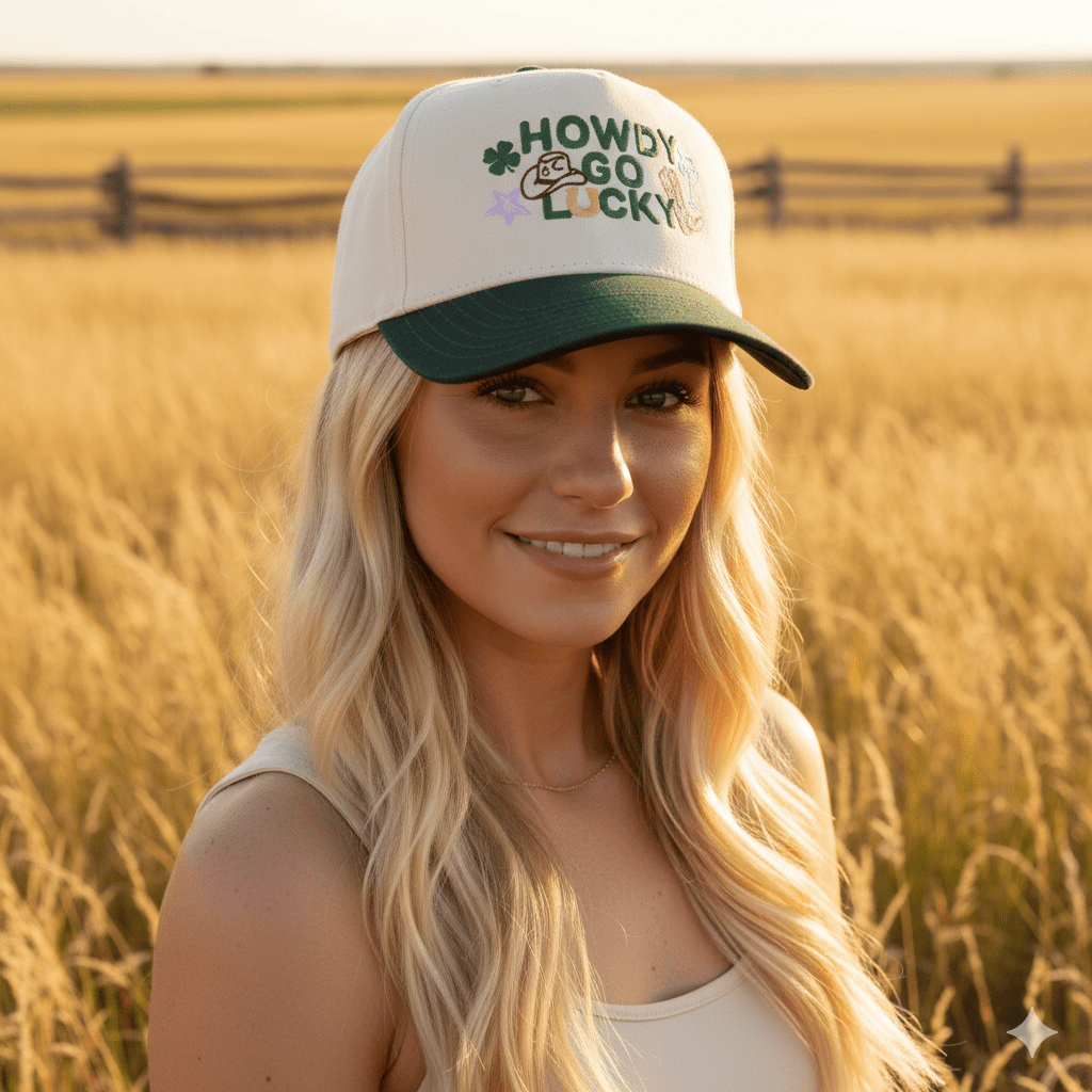 Howdy Go Lucky Embroidered Trucker Hat