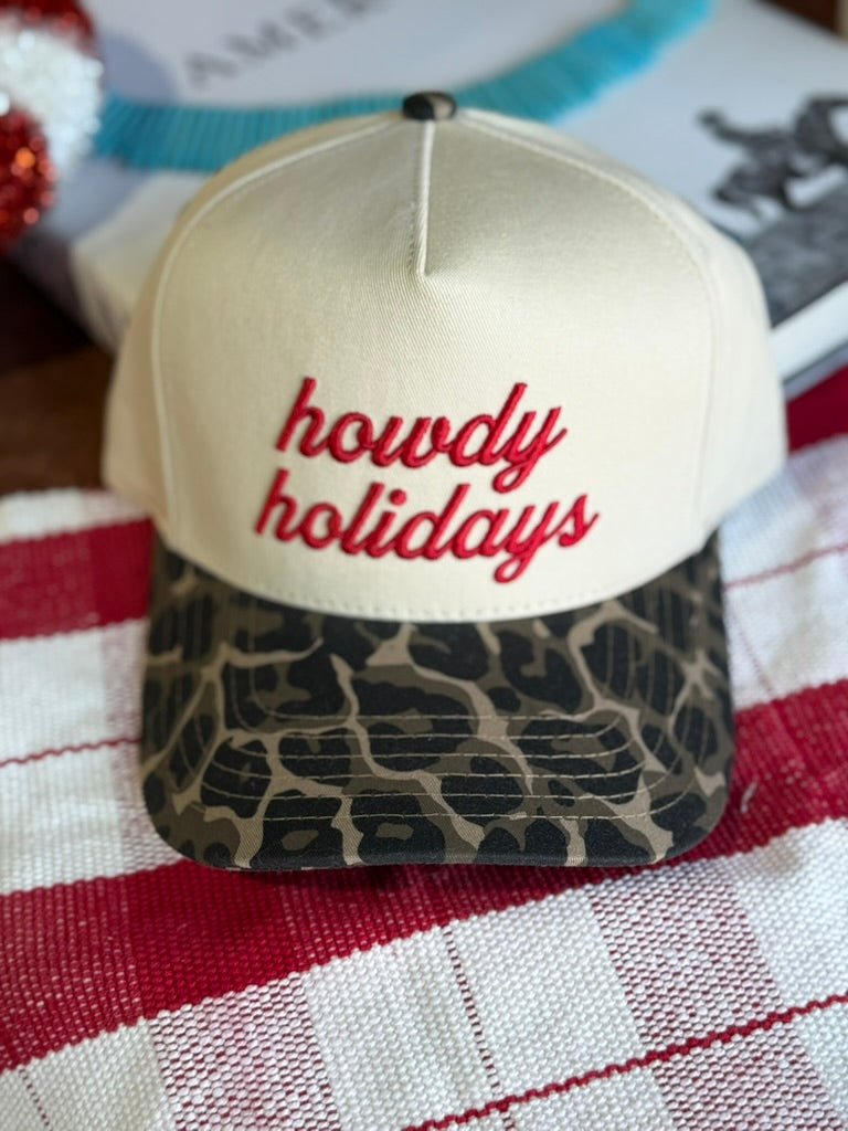 Howdy Holidays Embroidered Leopard Trucker Hat