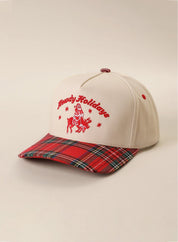 Howdy Holidays Santa Embroidered Plaid Trucker Hat