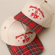 Howdy Holidays Santa Embroidered Plaid Trucker Hat