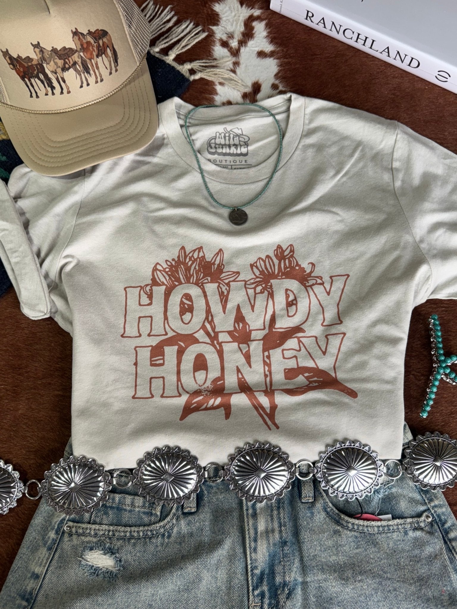 Howdy Honey Blossom Graphic TeeCool GreyS
