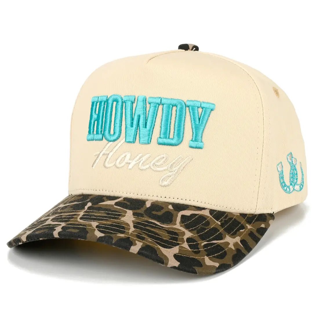 Howdy Honey Leopard Embroidered Trucker Hat