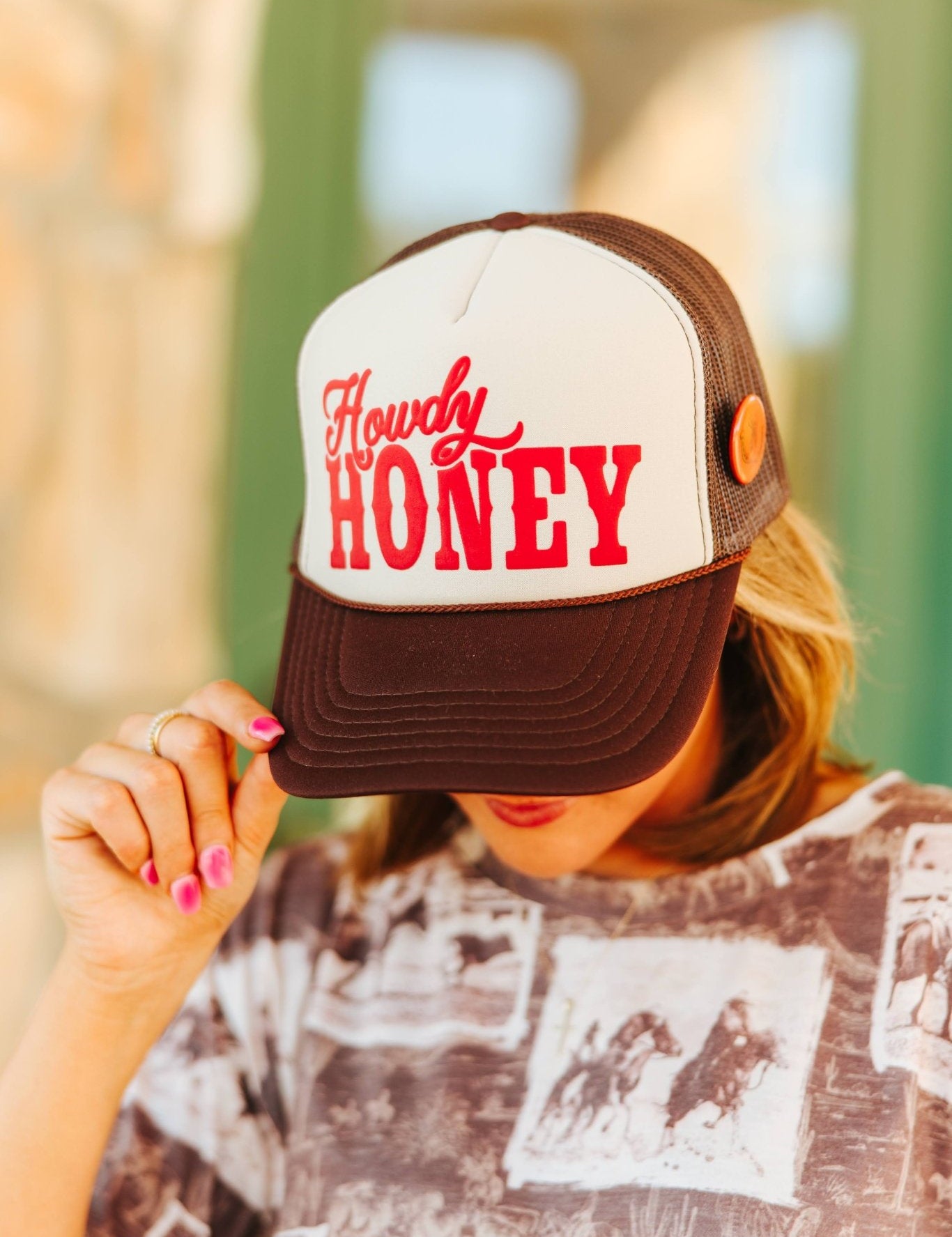 Howdy Honey Puff Print Trucker Hat