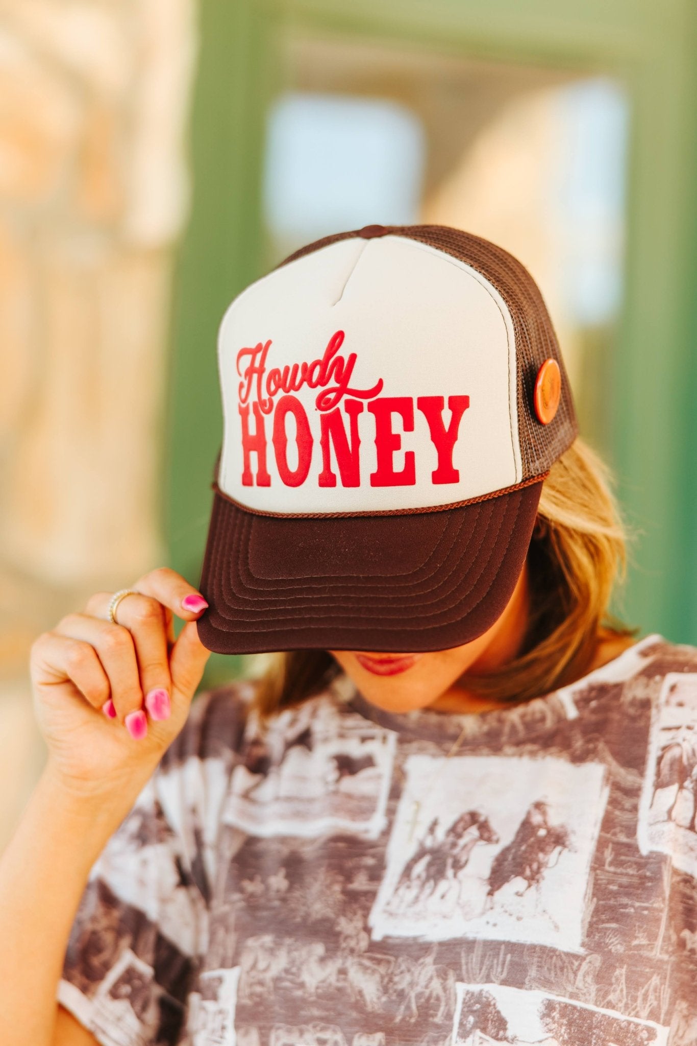 Howdy Honey Puff Print Trucker Hat
