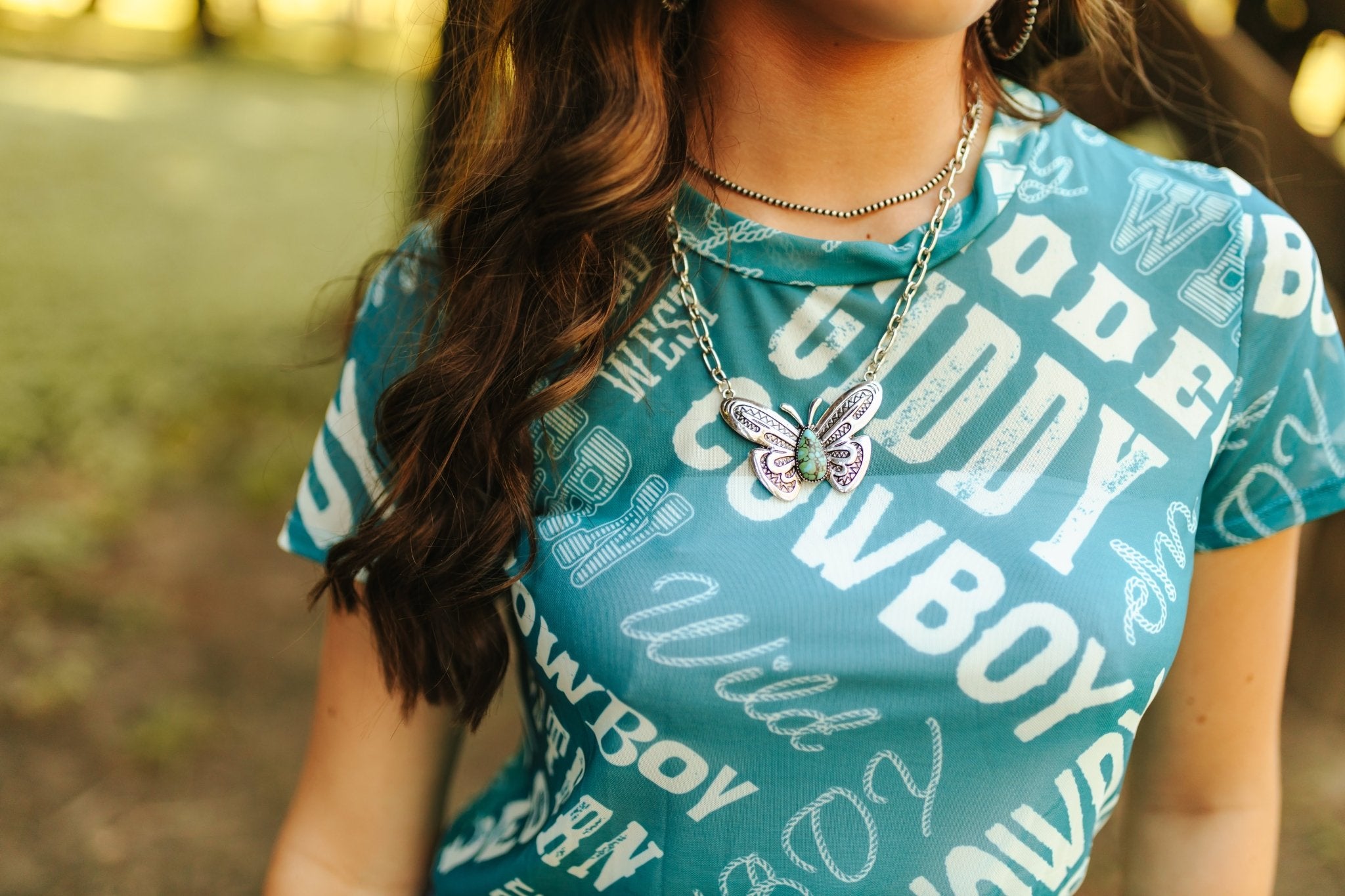 Howdy Printed Mesh Short Sleeve TopS