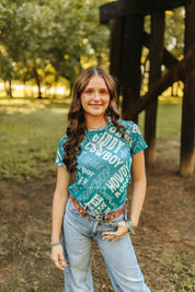 Howdy Printed Mesh Short Sleeve TopS