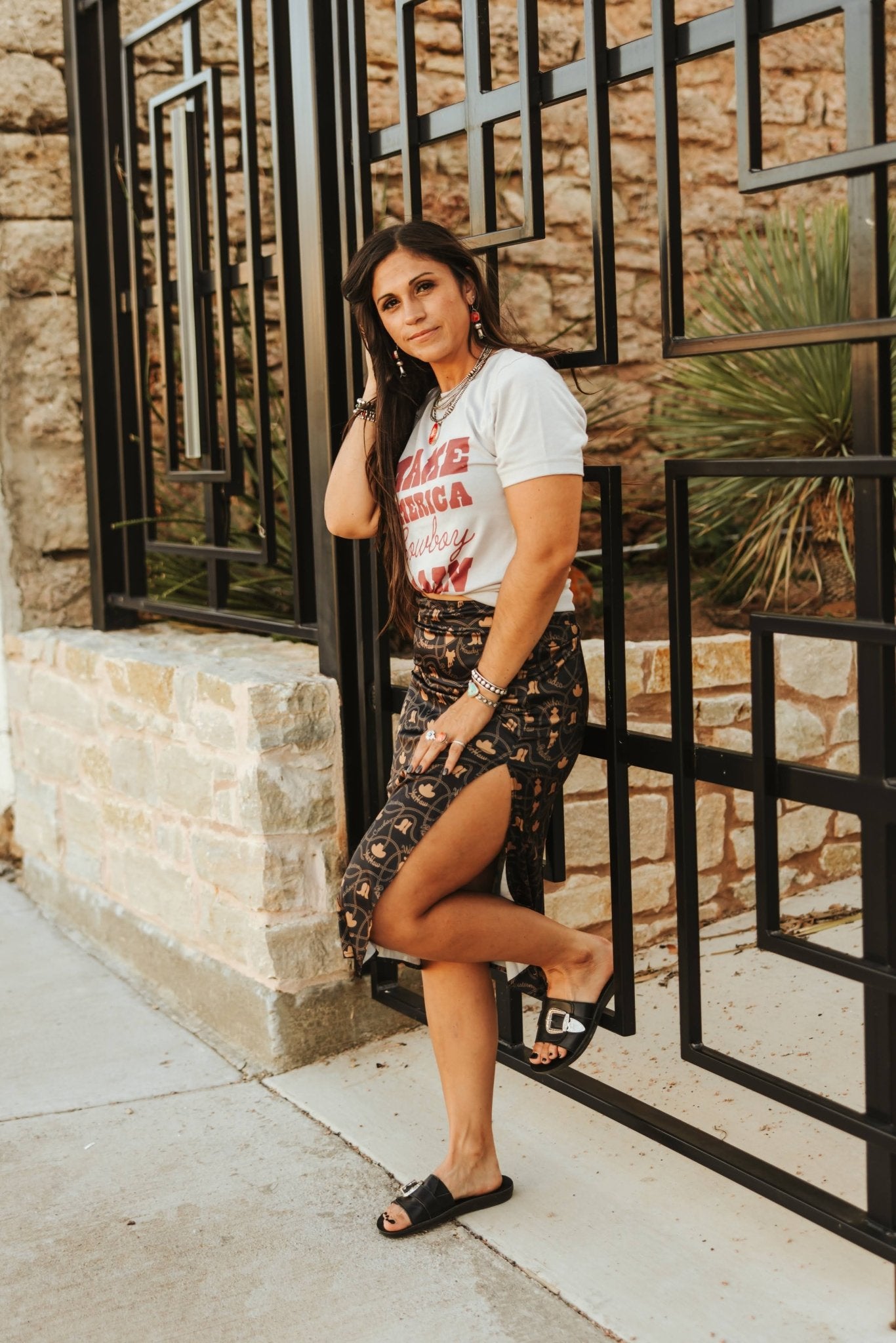 Howdy Side Slit Midi SkirtS