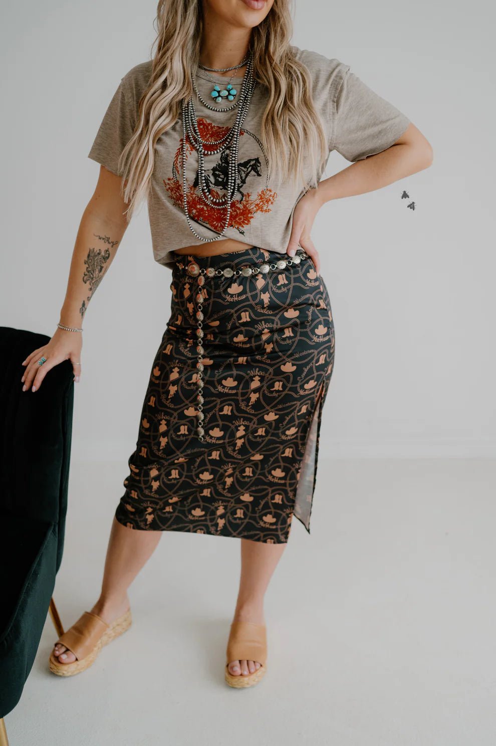 Howdy Side Slit Midi SkirtS