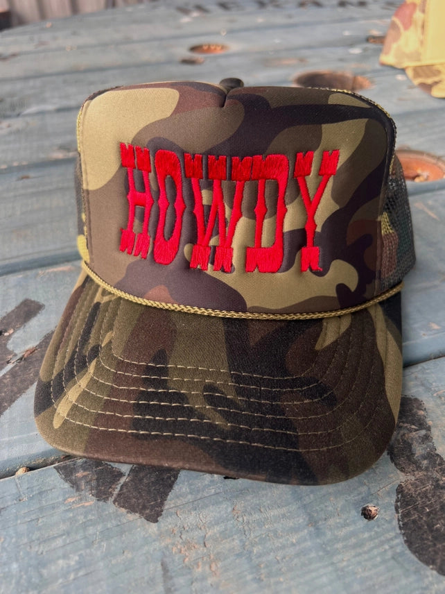 Howdy Camo Embroidered Trucker Hat