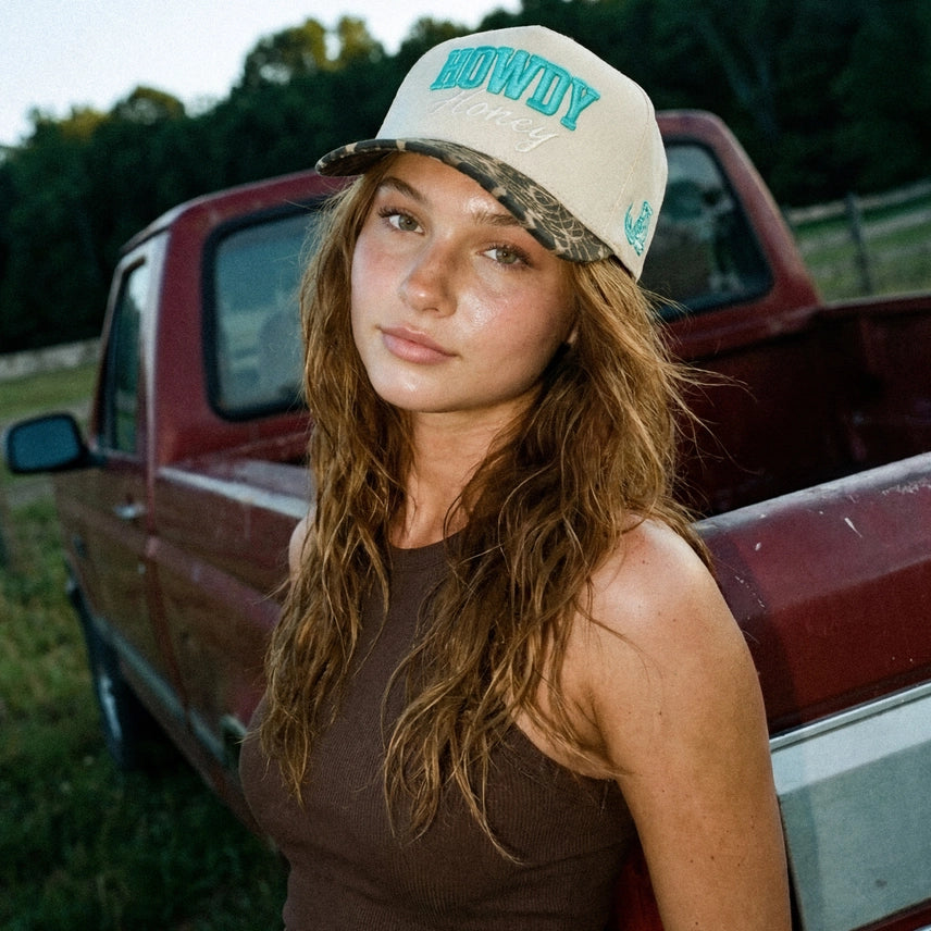 Howdy Honey Leopard Embroidered Trucker Hat
