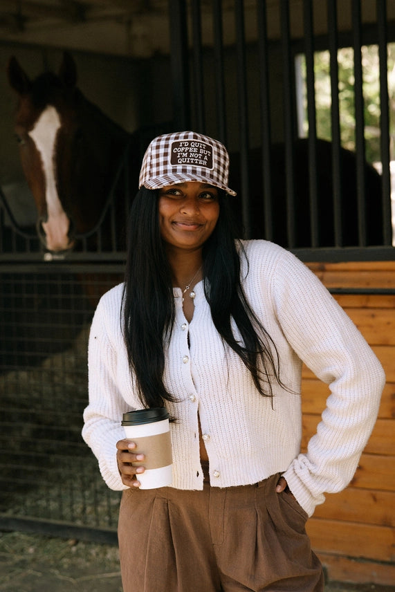 I'd Quit Coffee But I'm Not A Quitter Patch Trucker Hat