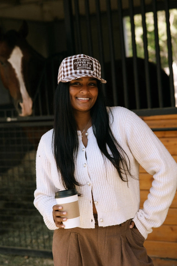 I'd Quit Coffee But I'm Not A Quitter Patch Trucker Hat