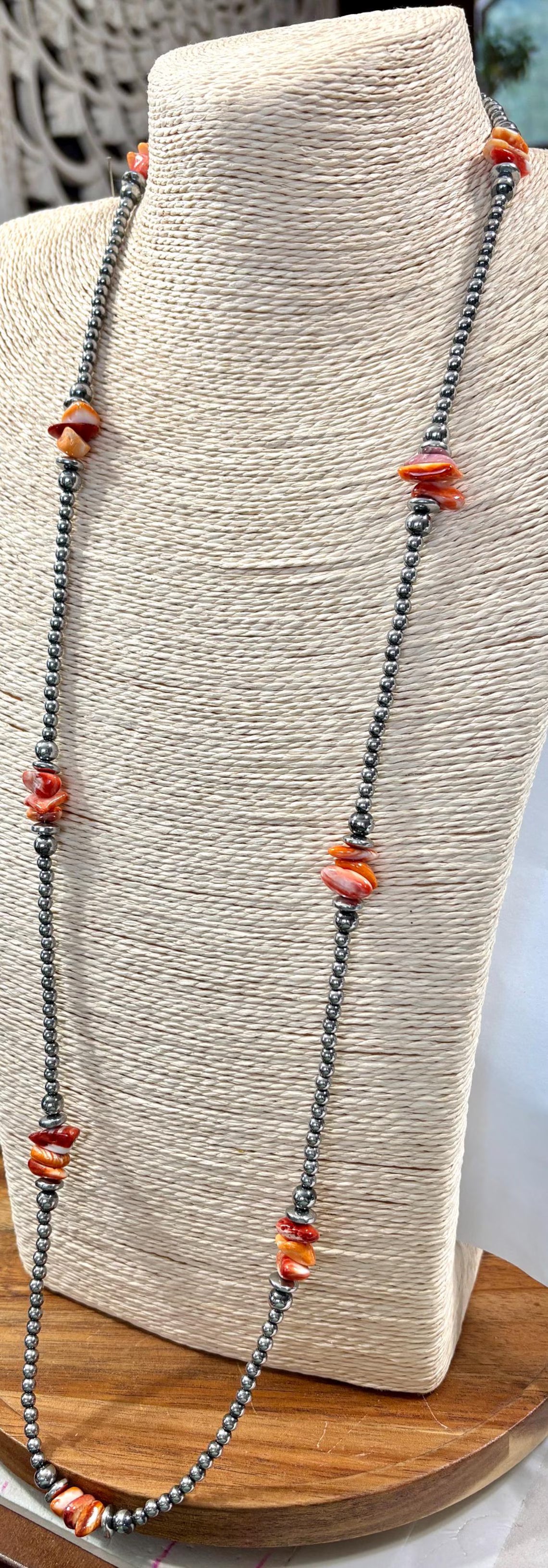 Sunset Canyon Spiny Oyster Beaded Necklace