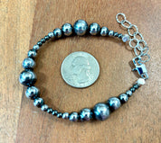 Hematite Graduated Beaded Bracelet