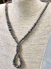 High Plains Silver Pearl Lariat Necklace
