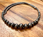 Graduated Hematite Pearl Necklace