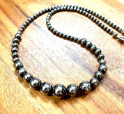 Graduated Hematite Pearl Necklace