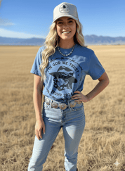 In God We Trust Cowboy Trump Graphic TeeSlateS