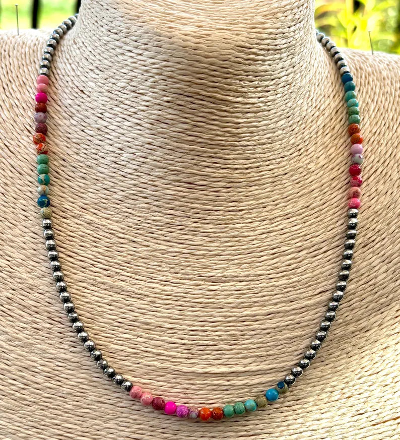 Multicolor Jasper Hematite Beaded Necklace