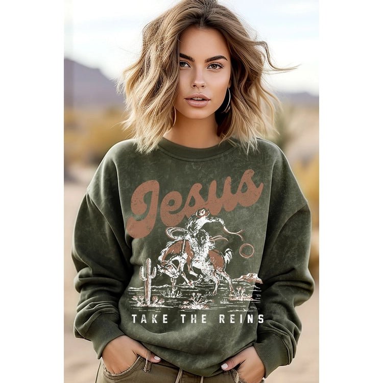 Jesus Take The Reins Graphic SweatshirtS