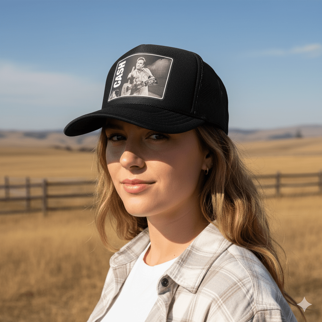 Johnny Cash Trucker Hat Black