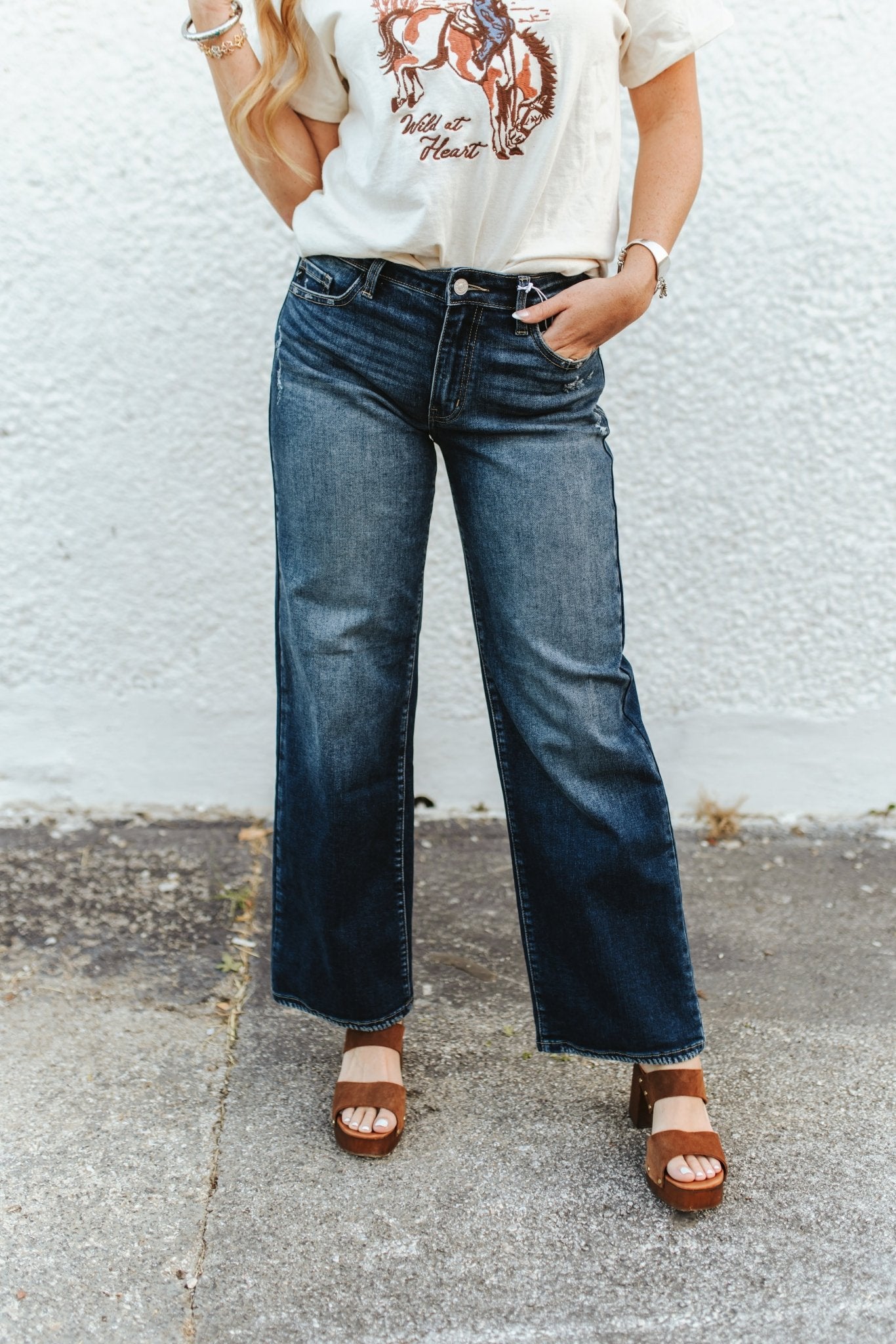 KanCan Mid-Rise Classic Deep Denim Wide Leg Jeans1