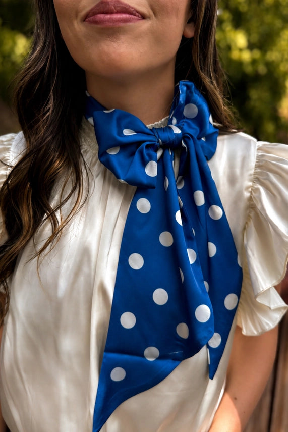 Prairie Polka Dot Twilly Scarf - Blue