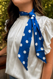 Prairie Polka Dot Twilly Scarf - Blue