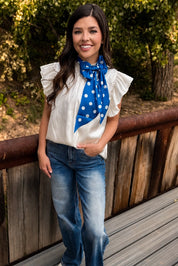 Prairie Polka Dot Twilly Scarf - Blue