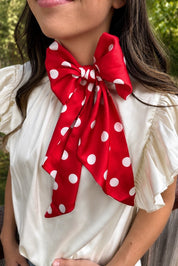 Prairie Polka Dot Twilly Scarf - Red