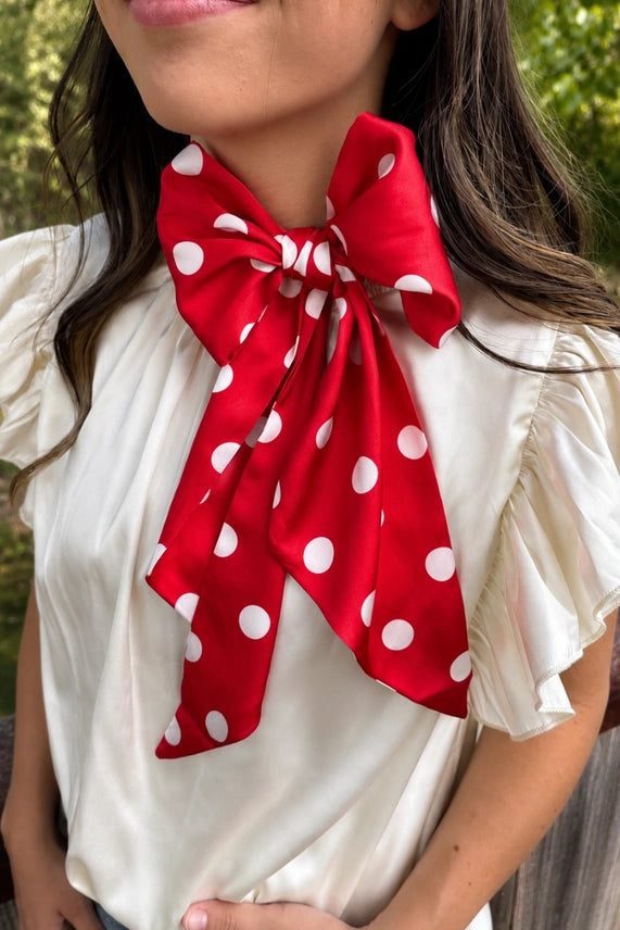 Prairie Polka Dot Twilly Scarf - Red