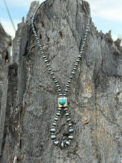 Kingman Turquoise and Silver Beads Jacla Necklace
