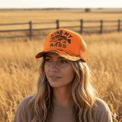 Kiss My Bass Orange Camo Trucker Hat