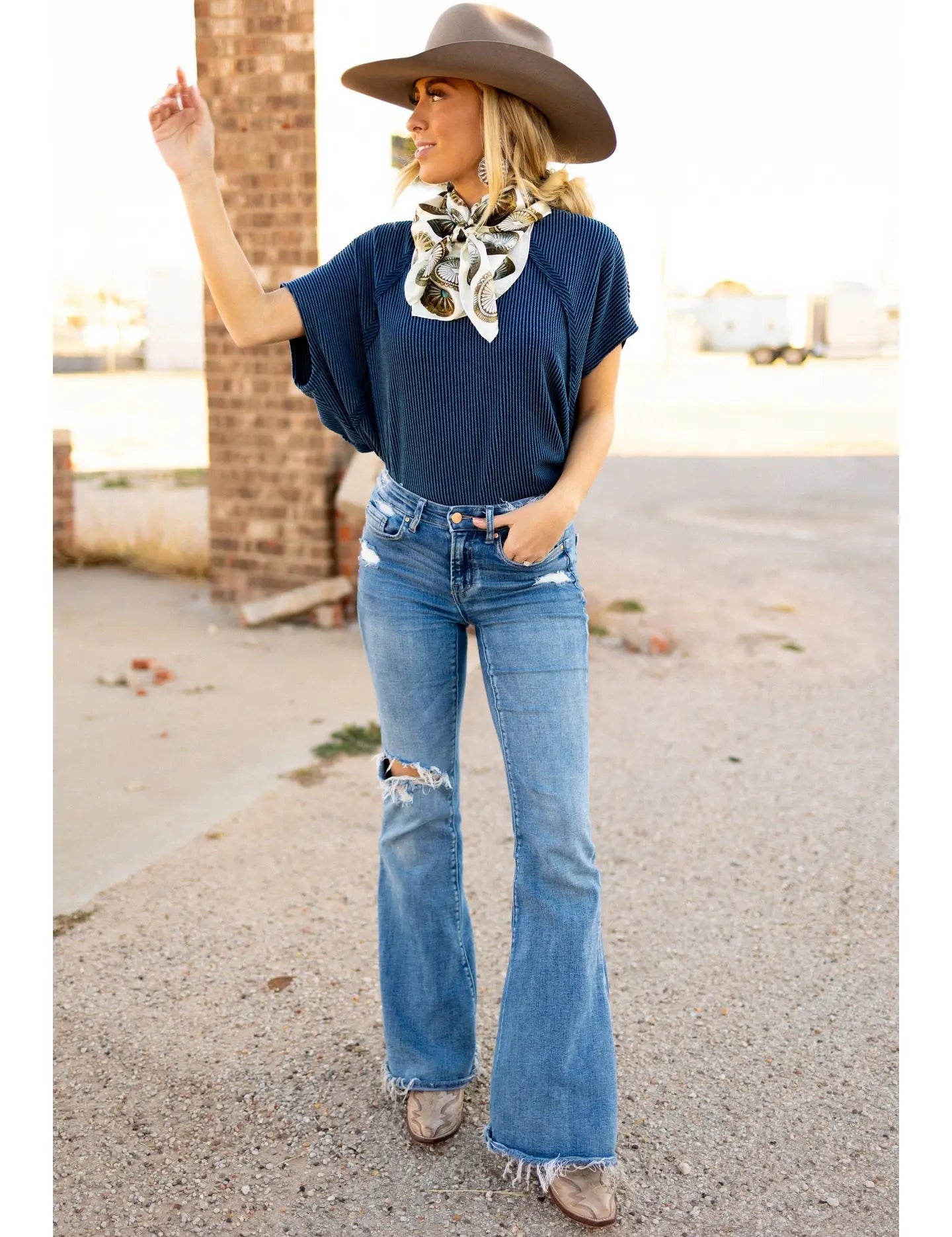 Knit Ribbed Poncho TopS