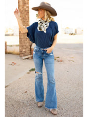 Knit Ribbed Poncho TopS