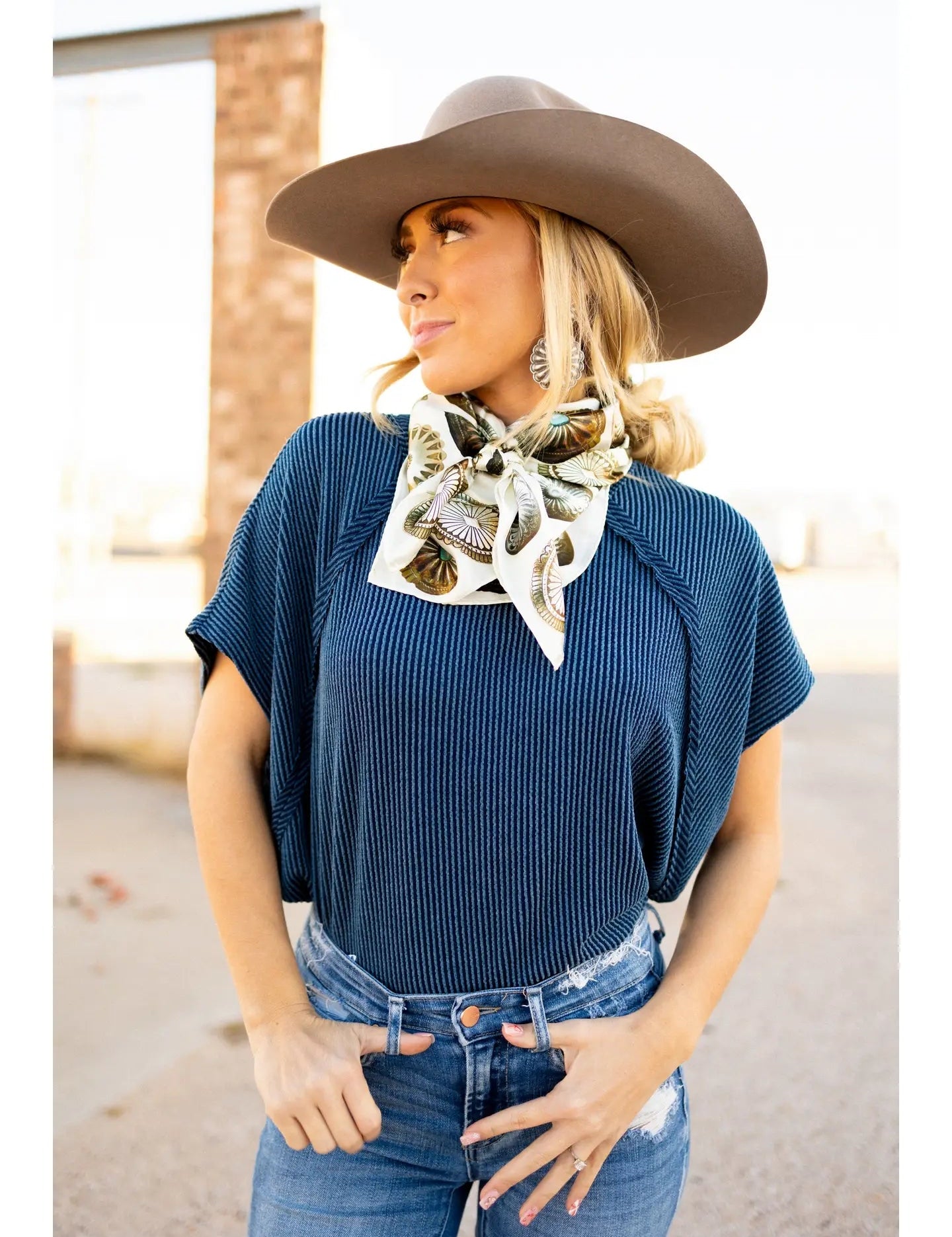 Knit Ribbed Poncho TopS