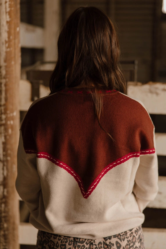 Western Bronc Rider Knit Sweater