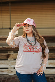 Lace Mesh Long Sleeve Top - WhiteS