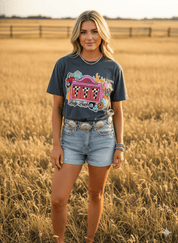 Lady Luck Slot Machine Sequin Patch TeeHeather Charcoal GreyS