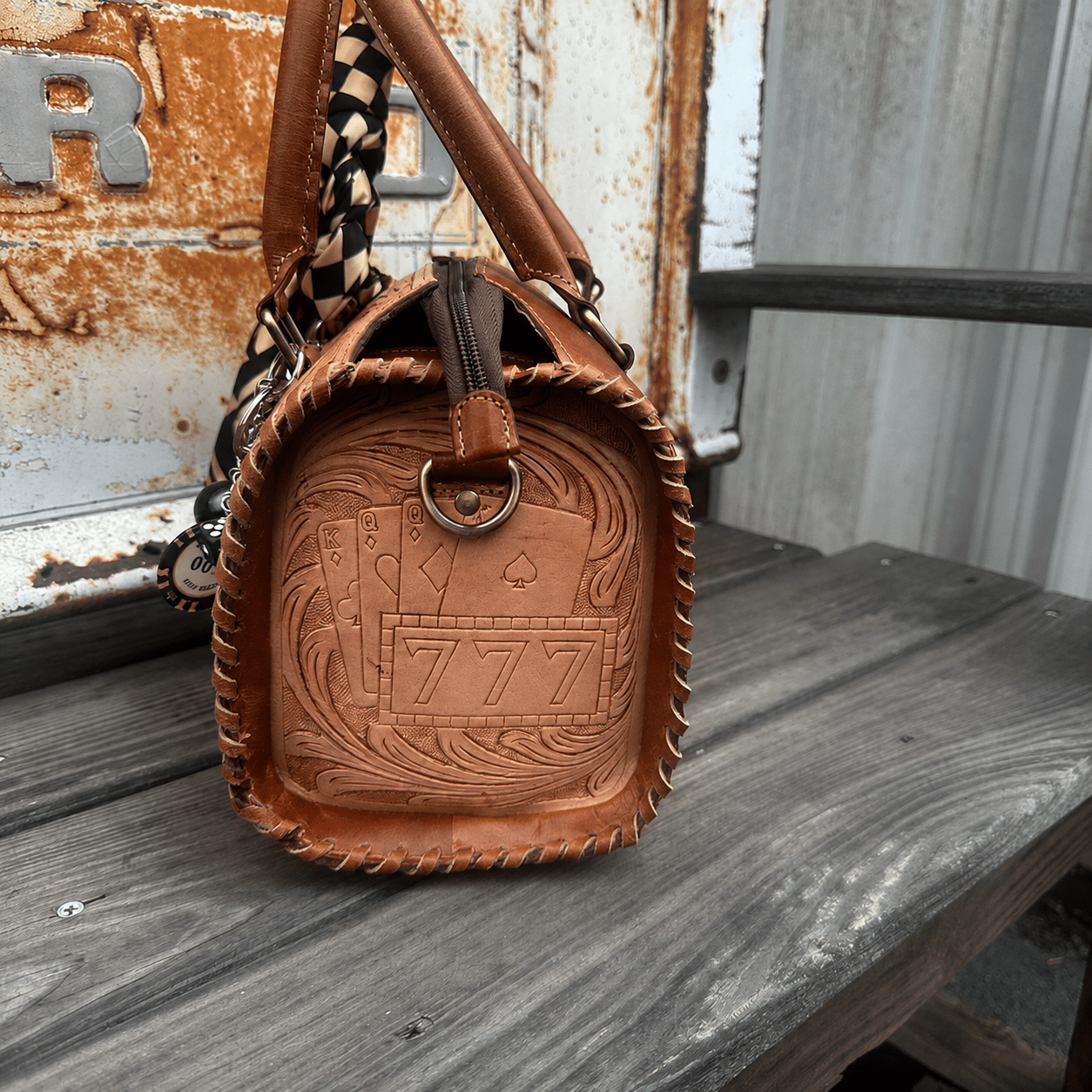 Lady Luck Tooled Leather Handbag