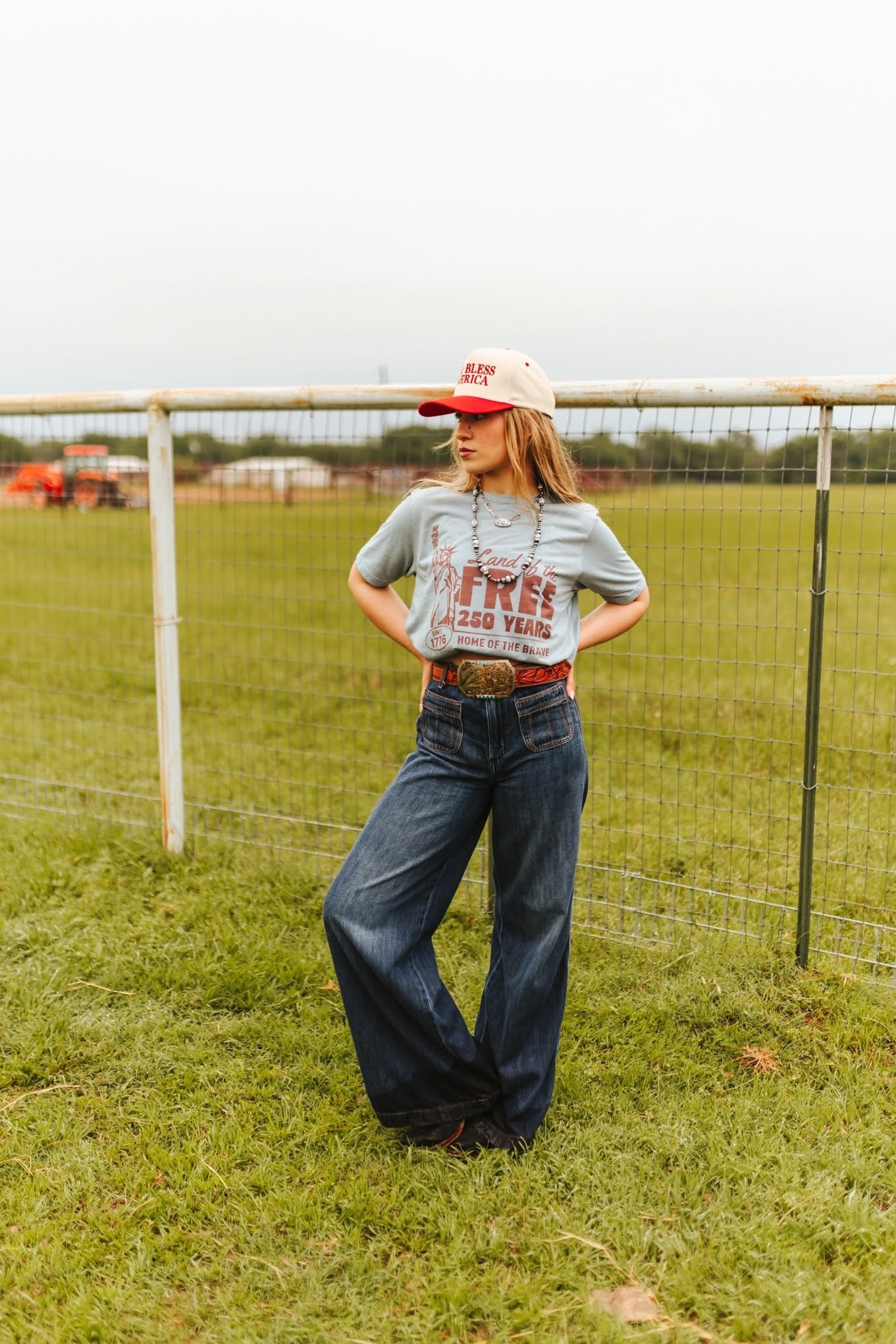 Land of the Free 250 Years Graphic TeeStonewash DenimS