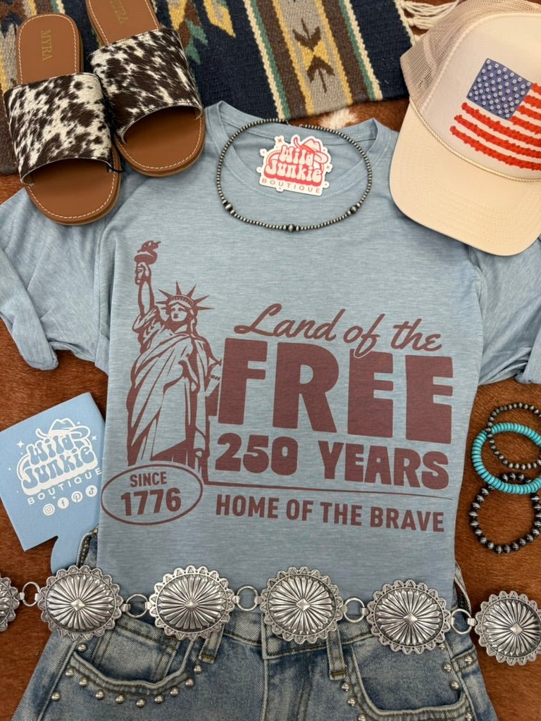 Land of the Free 250 Years Graphic TeeStonewash DenimS