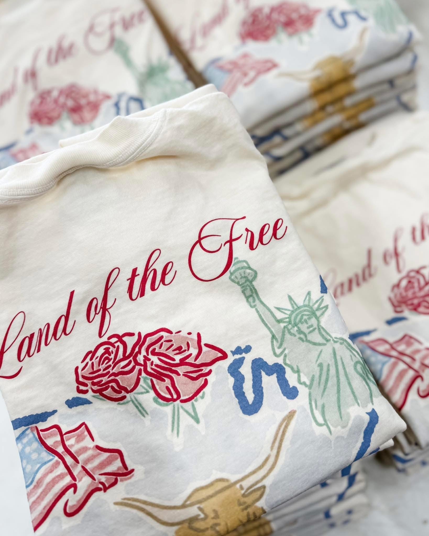 Land of the Free Watercolor Graphic TeeS