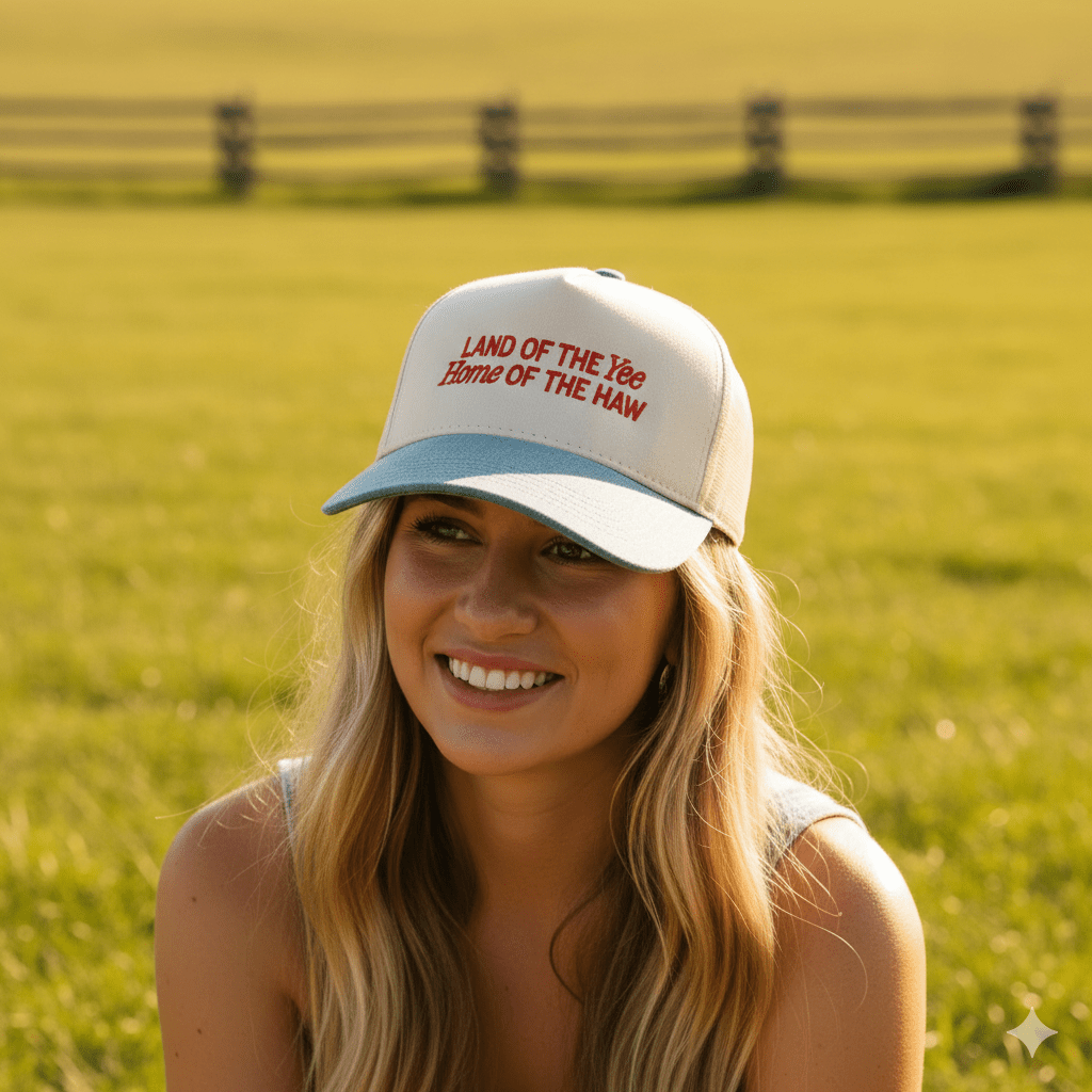 Land Of The Yee Home Of The Haw Embroidered Trucker Hat