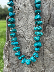 Large Blue Turquoise Nugget Beaded Necklace