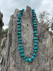 Large Blue Turquoise Nugget Beaded Necklace