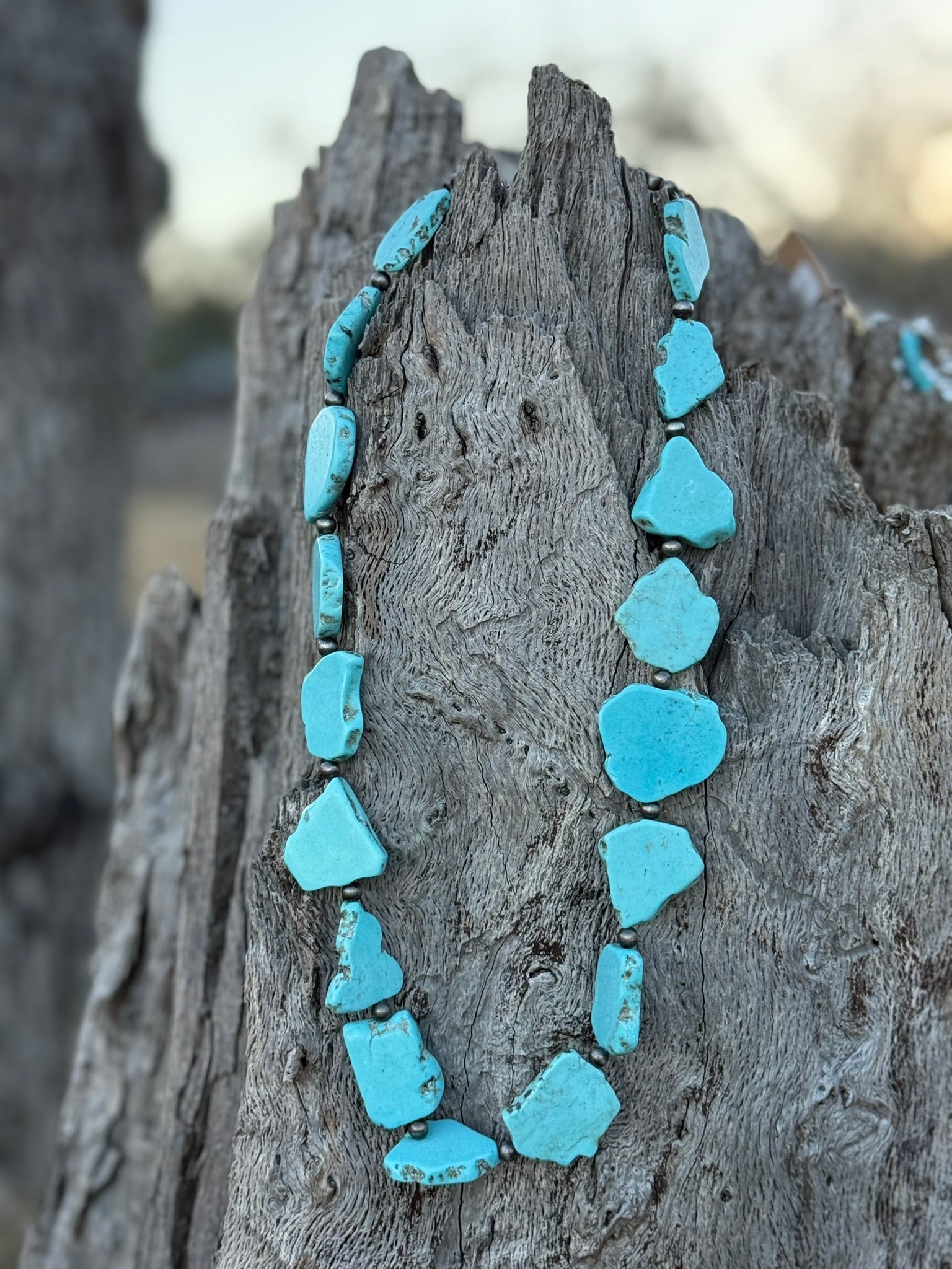 Large Faux Turquoise Slab Necklace