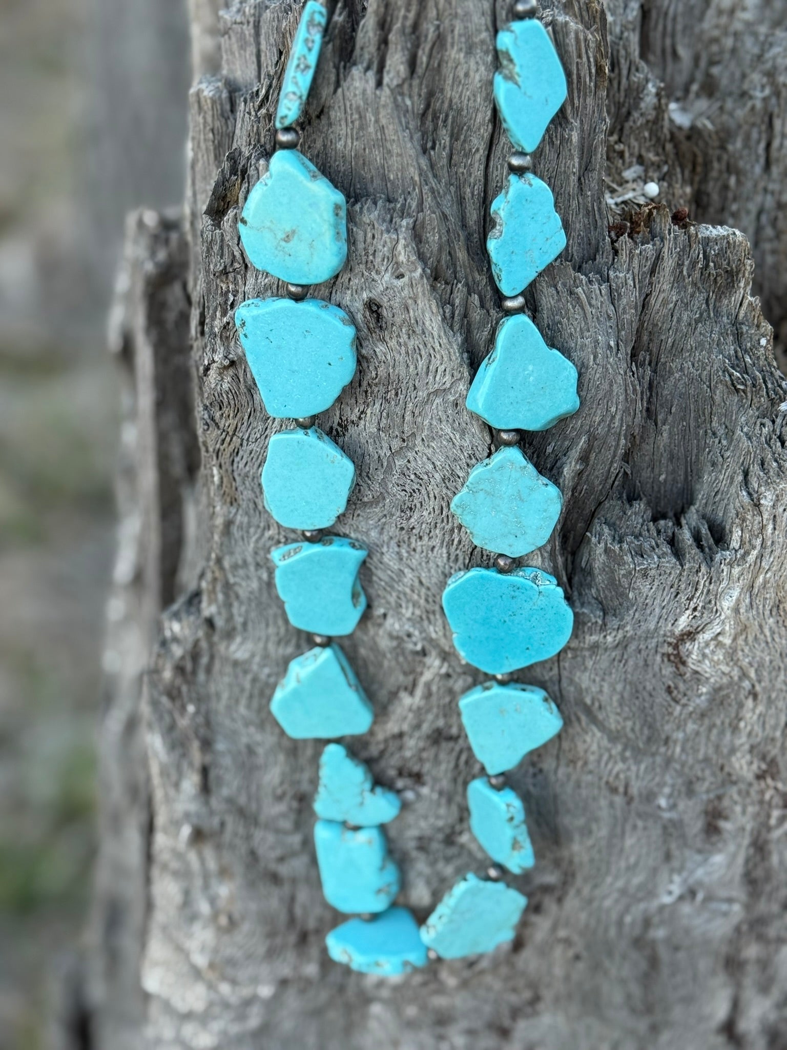 Large Faux Turquoise Slab Necklace