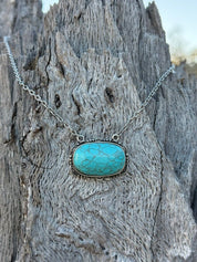 Large Oval Turquoise Pendant Necklace