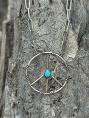 Large Paperclip Chain Peace Necklace